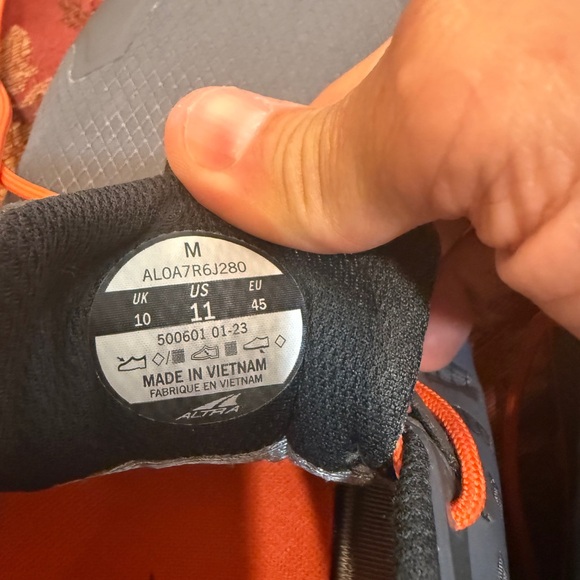 Altra Lone Peak All Weather 2 Orange Gray ALOA7R6J280 Men Size 11 - Picture 4 of 6